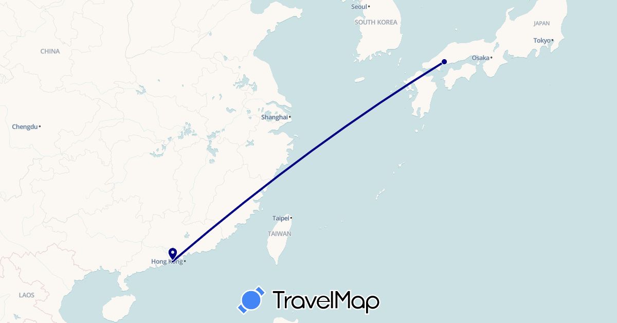 TravelMap itinerary: driving in Japan, Macau (Asia)